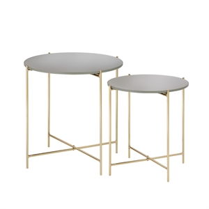 Cozy Living Freja Coffee Table Set of 2 Glass/Cashmere/ Brass