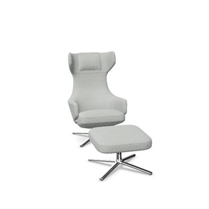 Vitra Grand Repos Armchair With Ottoman Dumet Pebble Melange/ Chrome