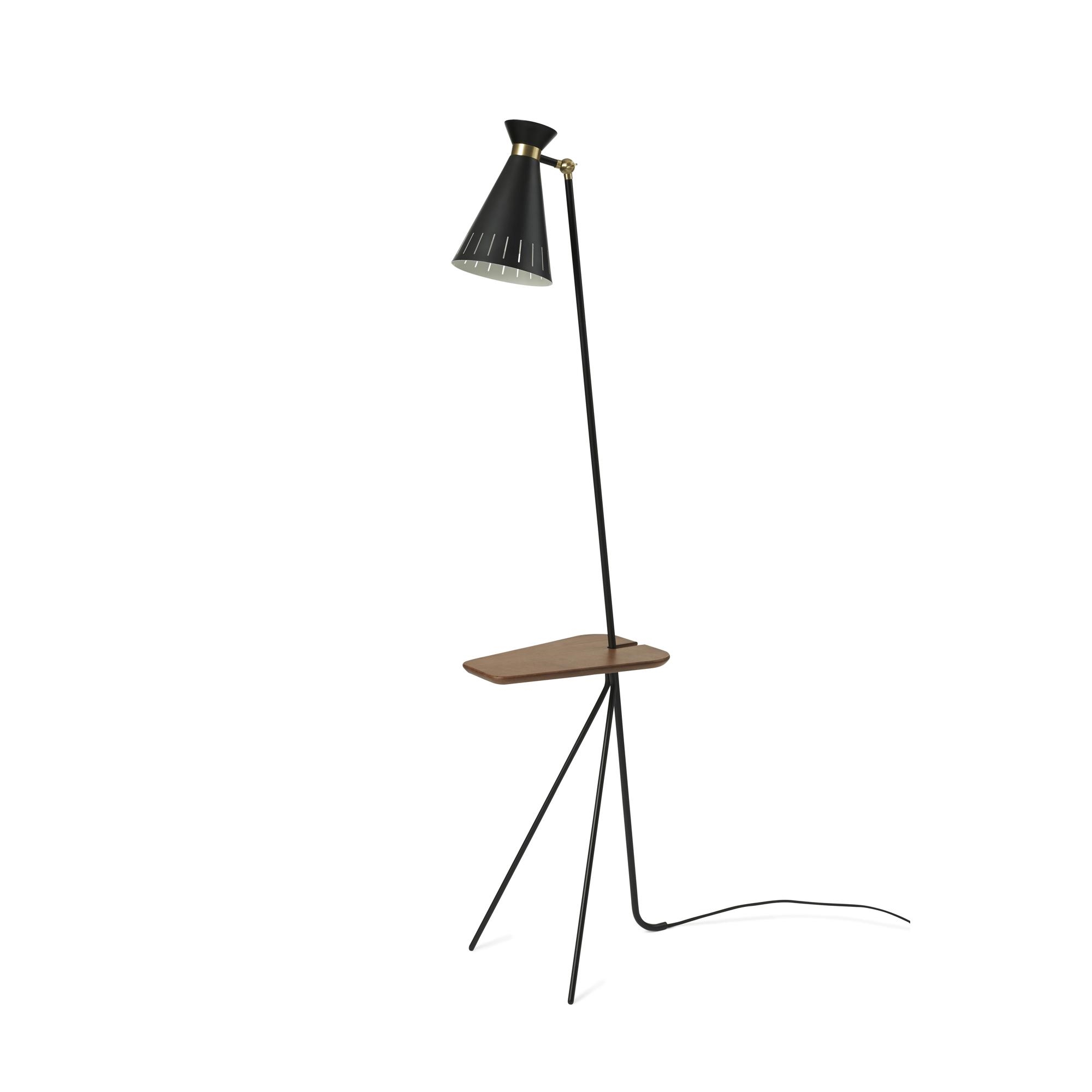 Warm Nordic Cone Floor Lamp W. Table Black Noir