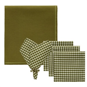 Decotique Oliva & Sienne Textile Set 4 Napkins + 1 Tablecloth Olive
