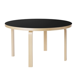 artek Aalto 90A Round Table 60cm Birch/ Black Linoleum