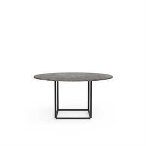 New Works Florence Dining Table Ø145 Gris Du Marais Marble with Black Frame