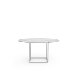 New Works Florence Dining Table Ø145 White Carrera Marble w. White Frame