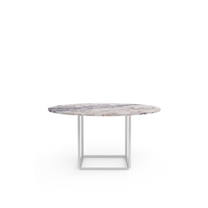 New Works Florence Side Table Ø145 White Viola Marble with White Frame