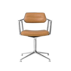 Vipp 453 Swivel Swivel Chair With Floor Glides Aluminum/Camel/Leather