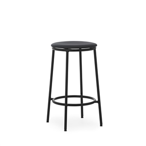 Normann Copenhagen Circa Bar Stool H65 Leather Upholstered Black/ Black Leather 41599