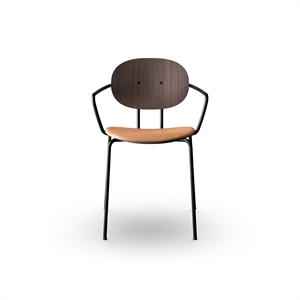 Sibast Furniture Piet Hein Dining Chair Black with Armrests Walnut and Cognac Leather
