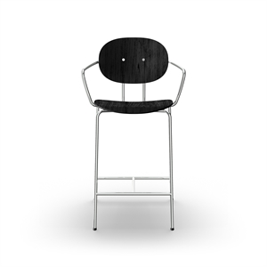 Sibast Furniture Piet Hein Barstool Chrome with Armrests Black Oak