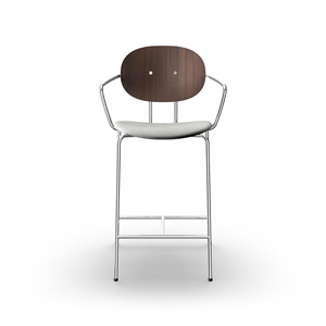 Sibast Furniture Piet Hein Barstool Chrome with Armrests Walnut and Remix 123