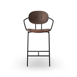 Sibast Furniture Piet Hein Barstool Black with Armrests Walnut