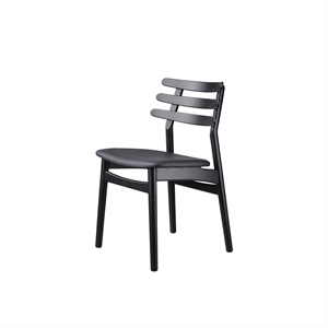 FDB Møbler J48 Dining Chair Black Lacquered Oak/ Black Leather