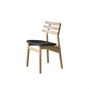 FDB Møbler J48 Dining Chair Lacquered Oak/ Black Leather