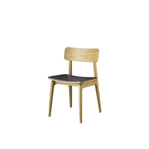 FDB Møbler J175 Åstrup Dining Chair Lacquered Oak/ Black Leather