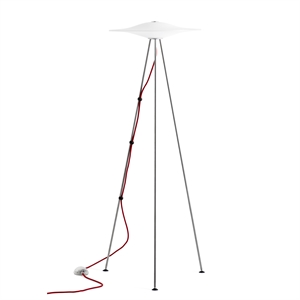 Piet Hein Sinus 440F Floor Lamp Opal with Red Textile Cord