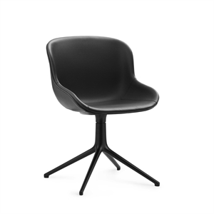 Normann Copenhagen Hyg Swivel Chair Upholstered Black Aluminum/ Black Leather in 41599