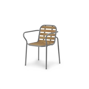 Normann Copenhagen Vig Outdoor Chair with Armrests Gray/Robinia