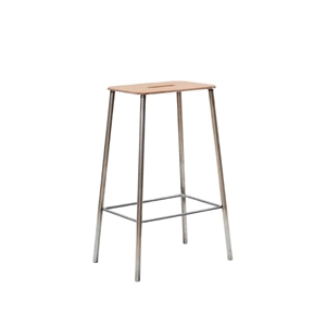 Frama Adam Stool H65 Raw Steel/Leather