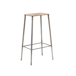 Frama Adam Stool H76 Raw Steel/Leather