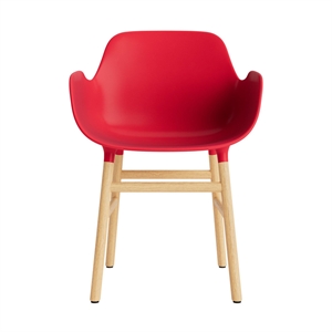 Normann Copenhagen Form Dining Chair With Armrests Bright Red/Oak