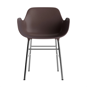Normann Copenhagen Form Dining Chair With Armrests Brown/ Chrome