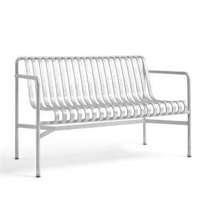 HAY Palissade Dining Bench w. Armrests Hot Galvanized Steel