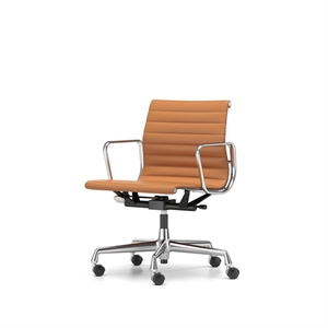 Vitra EA 118 Office Chair with Swivel/Armrest/Tilt Mechanism Cognac Leather/ Chrome Frame