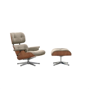 Vitra Eames Armchair With Ottoman Natural Walnut/05 Cream/Dark Brown/ Aluminum