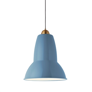Anglepoise Original 1227 Giant Brass Pendant Dusty Blue with Grey Cable Braid