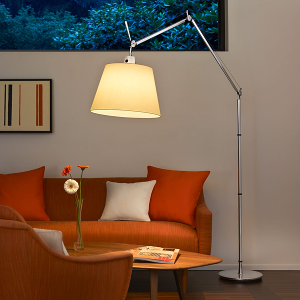 Tolomeo Mega Floor Lamp Parchment cm Shade w. Dimmer