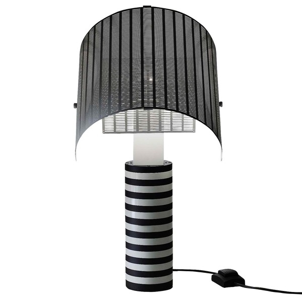 Artemide Sho Table Lamp White Shade, Black Base Table Lamp With White Shade
