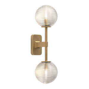 Astro Tacoma Twin Wall Lamp Antique Brass & Grooved Shade Transparent