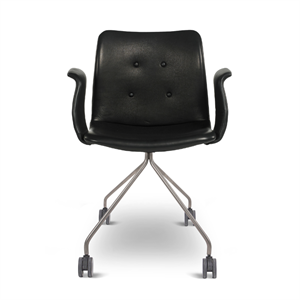 Bent Hansen Primum Office Chair w. Armrests And Wheels Stainless Steel/ Black