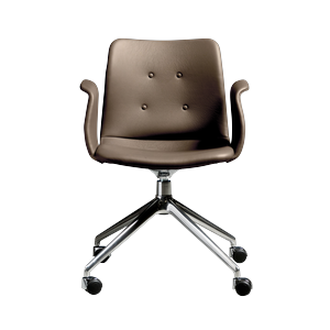 Bent Hansen Primum 4-Star Dining Chair With Swivel & Wheels Polished Steel/Zenso 3 292