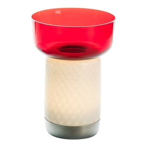 Artemide Bontá Portable Table Lamp Red with Glass Bowl