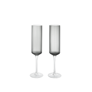 Ferm Living Ripple Champagne Glass 15cl Set of 2 Smoked Gray