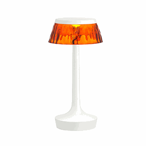 Flos Bon Jour Unplugged Table Lamp White Frame and Amber Shade