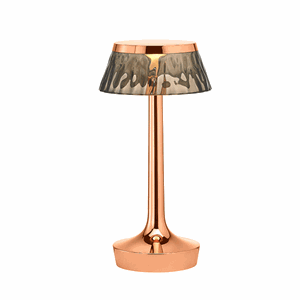 Flos Bon Jour Unplugged Table Lamp Copper Frame and Smoke-coloured Shade