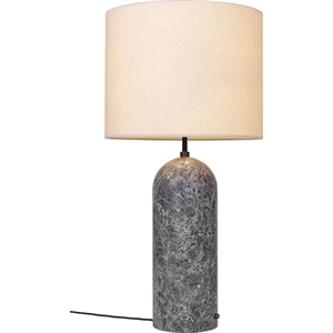 GUBI Gravity Floor Lamp Gray Marble and Canvas Shade XL Low