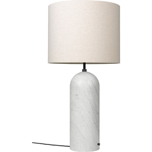 GUBI Gravity Floor Lamp White Marble and Canvas Shade XL Low
