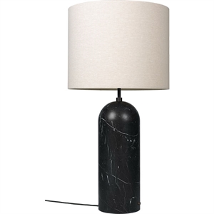 GUBI Gravity Floor Lamp Black Marble and Canvas Shade XL Low