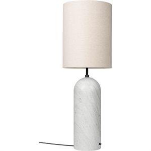 GUBI Gravity Floor Lamp White Marble and Canvas Shade XL High