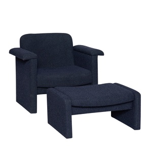 Hübsch Softy Armchair With Pouf Dark Blue