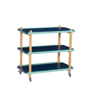 Hübsch Crayon Rolling Table Dark blue/ Green/Natural