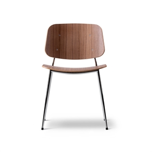 Fredericia Furniture SÃ¸borg Metal Dining Chair Tube Base Walnut/ Steel