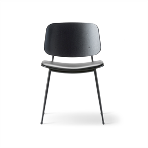 Fredericia Furniture Søborg Metal Dining Table Chair M. Tube Base and Upholstered Seat Black/ Leather 98