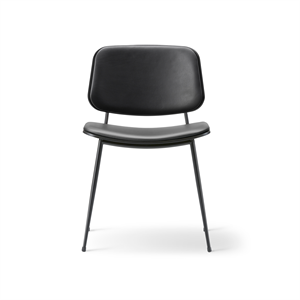 Fredericia Furniture SÃ¸borg Metal Dining Chair w. Tube Base and Upholstered Seat/Back Black/ Leather 98