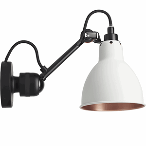 Lampe Gras N304 wall lamp mat black & white/copper hardwired