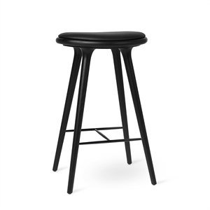Mater High Stool Bar Stool Black Oak/Ultra Black Leather 74 cm