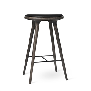 Mater High Stool Bar Stool Sirka Gray Oak/Ultra Black Leather 74 cm