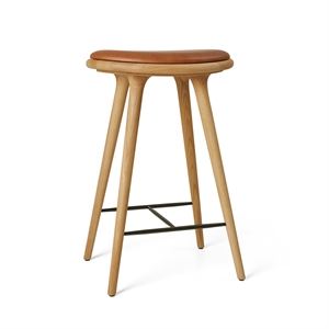 Mater High Stool Bar Stool Oiled Oak/ Walnut Leather 69 cm